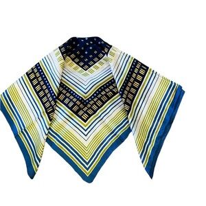 WOODWARD & LOTHROP vintage Italian silk geometric print scarf, blue green yellow